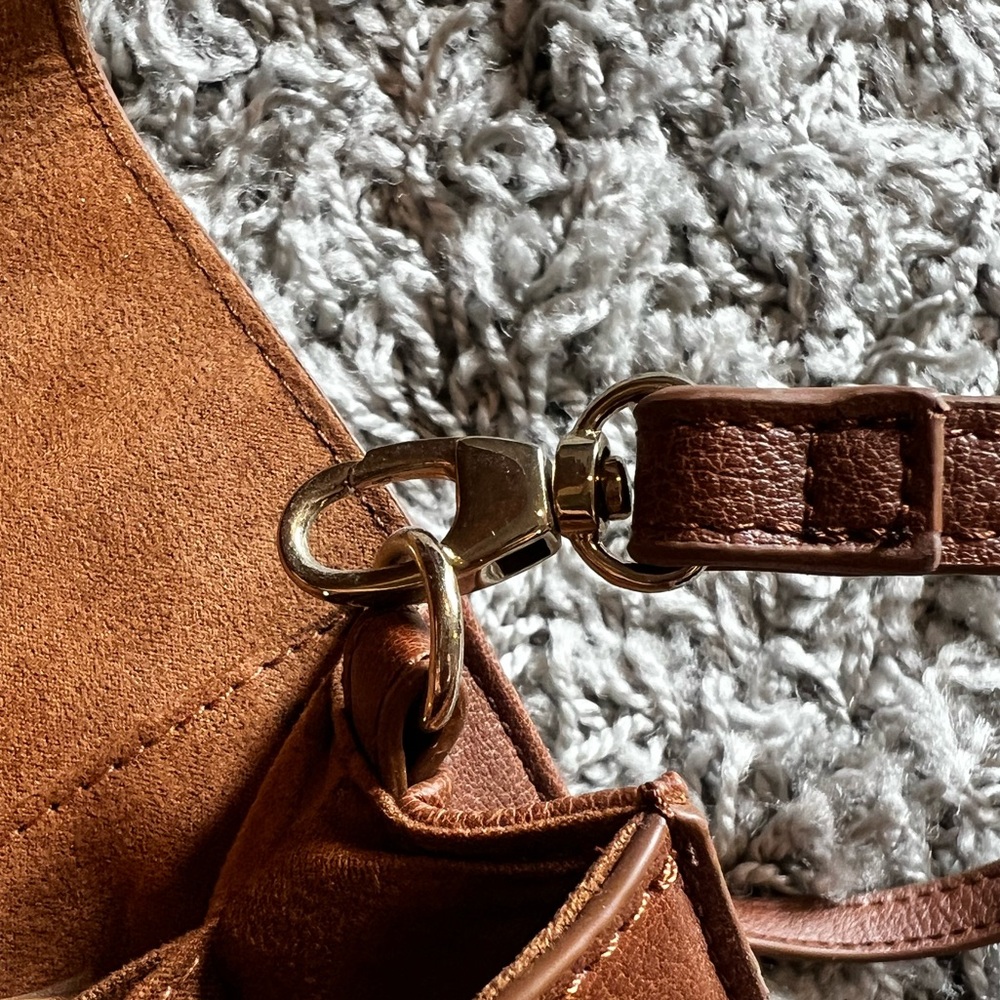 White House Black Market Brown Crossbody Bag with Suede Accents - Picture 6 of 8